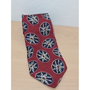 Vintage Ketch Men's Silk Tie Red Blue Geometric Medallion Floral Made in USA